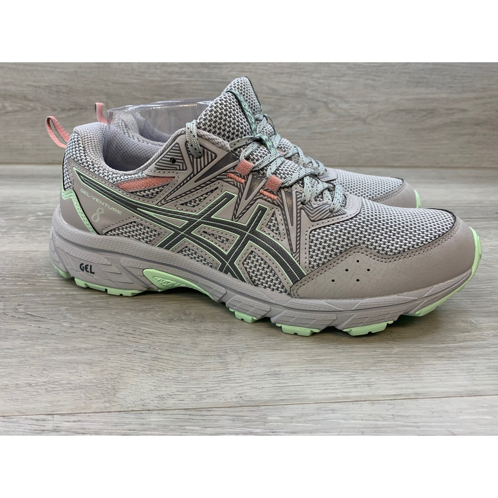 Asics Gel-Venture 8 Women's 10 Grey Green Trail Running Shoes Athletic Shoes